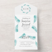 Moderne Tropische Palm Trouw  All In One Uitnodiging (Binnen)