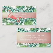 Moderne, tropische palmbladeren, flamingos visitekaartje (Voorkant / Achterkant)