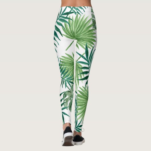 Moderne tropische palmbladeren leggings (Achterkant)