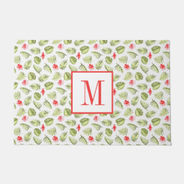 Moderne Tropische Palmbladeren Monogram Deurmat