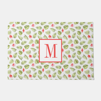 Moderne Tropische Palmbladeren Monogram Deurmat