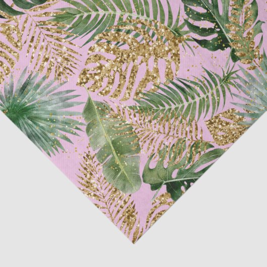 Moderne tropische palmbladeren Monstera Gold Glitt Tissuepapier (Detail)