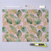 Moderne tropische palmbladeren Monstera Gold Glitt Tissuepapier (Craft)