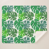 Moderne tropische palmbladeren Sherpa Deken (Voorkant (horizontaal))