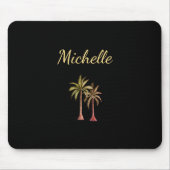 Moderne tropische palmbomen Elegant zwart Muismat (Voorkant)