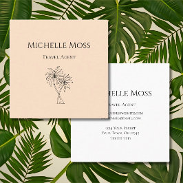 Moderne Tropische Palmbomen Foliage Tekening Vierkante Visitekaartje