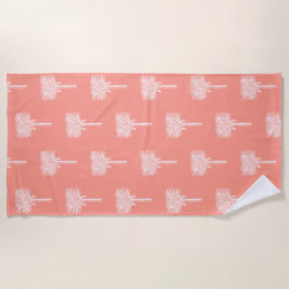 Moderne tropische palmbomen perzik roze wit strandlaken