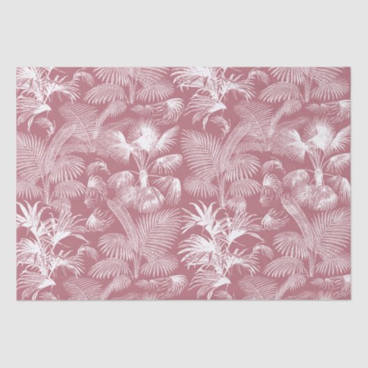 Moderne tropische palmbomen Roos goudwit Tissuepapier (Voorkant)