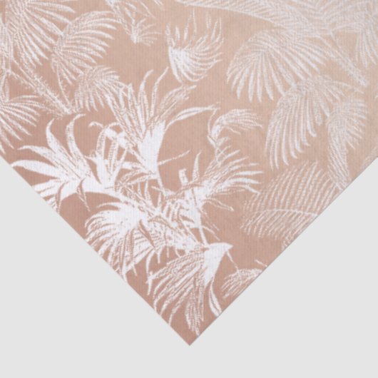 Moderne tropische palmbomen Roos goudwit Tissuepapier (Detail)