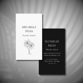 Moderne tropische palmbomen tekenen zwart wit visitekaartje