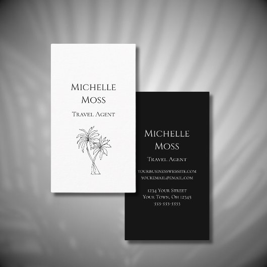 Moderne tropische palmbomen tekenen zwart wit visitekaartje