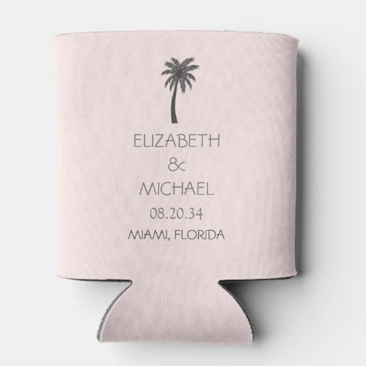 Moderne tropische palmbomen trouwgebruik blikjeskoeler (Achterkant)