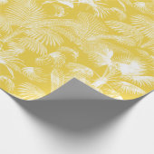 Moderne tropische palmbomen wit op geel cadeaupapier (Hoek)