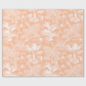 Moderne tropische palmbomen wit perzik roze cadeaupapier (Vlak)