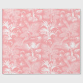 Moderne tropische palmbomen wit roze cadeaupapier (Vlak)