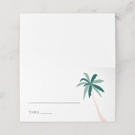 Moderne tropische palmboom bruiloft plaatskaartje (Buitenkant ongevouwen)