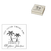 Moderne Tropische Palmboom Custom Naam Handgemaakt Rubberstempel (Gestempeld)