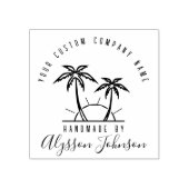 Moderne Tropische Palmboom Custom Naam Handgemaakt Rubberstempel (Afrduk)