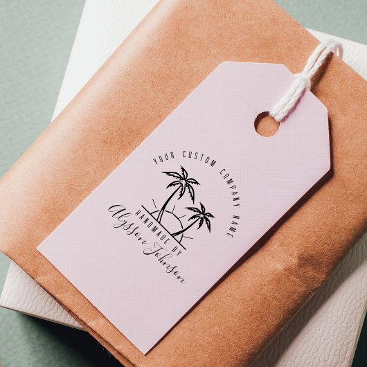 Moderne Tropische Palmboom Custom Naam Handgemaakt Rubberstempel