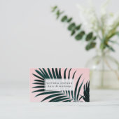 Moderne tropische palmboom foto roze ombre visitekaartje (Staand voorkant)