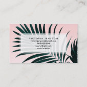 Moderne tropische palmboom foto roze ombre visitekaartje (Achterkant)