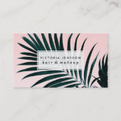 Moderne tropische palmboom foto roze ombre visitekaartje (Voorkant)