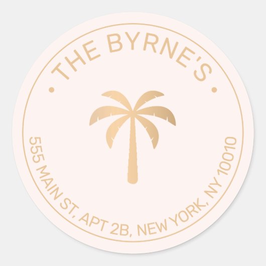 Moderne tropische palmboom ronde sticker (Voorkant)