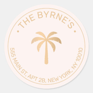 Moderne tropische palmboom ronde sticker