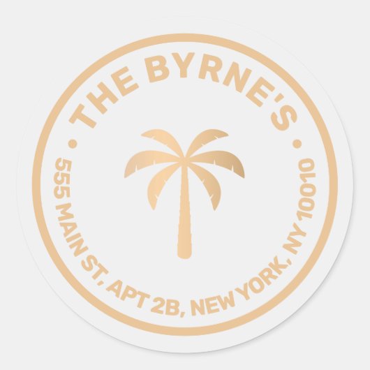 Moderne tropische palmboom ronde sticker (Voorkant)