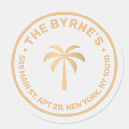 Moderne tropische palmboom ronde sticker