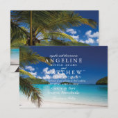 Moderne tropische palmboom Zee bruiloft Kaart (Voorkant / Achterkant)