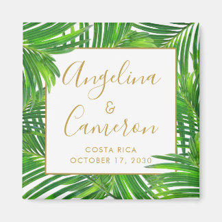 Moderne tropische palmwrijvingsdatum gunst magneet