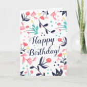 Moderne tropische pastelkleur bloemen gelukkige kaart (Voorkant)