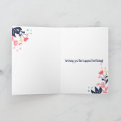 Moderne tropische pastelkleur bloemen gelukkige kaart (Binnen)