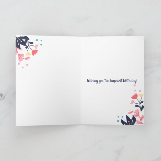 Moderne tropische pastelkleur bloemen gelukkige kaart (Binnen)