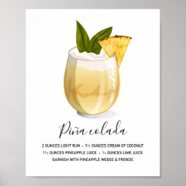 Moderne Tropische Piña Colada Recept Illustratie Poster