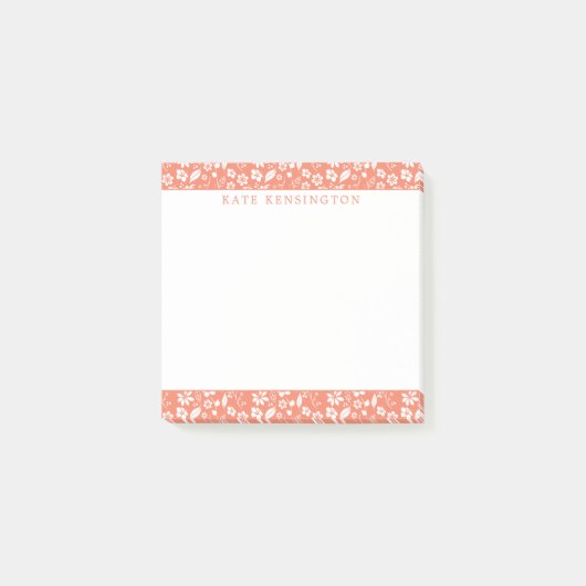 Moderne tropische plattegronden voor koraal post-it® notes (Voorkant)