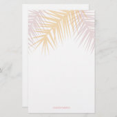 Moderne tropische rosé palmbladeren aanpasbaar briefpapier (Voorkant / Achterkant)