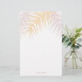 Moderne tropische rosé palmbladeren aanpasbaar briefpapier (Staand voorkant)