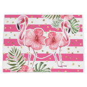 Moderne tropische roze flamingos Floral Large Gift Groot Cadeauzakje (Voorkant)