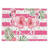 Moderne tropische roze flamingos Floral Large Gift Groot Cadeauzakje (Achterkant)