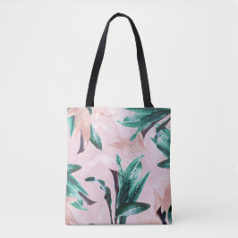 Moderne Tropische Roze Groene Bloem Tote Bag