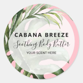 Moderne tropische roze productetiketten ronde sticker