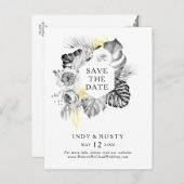 Moderne Tropische Save The Date-ansichtkaart Uitnodiging Briefkaart (Voorkant / Achterkant)