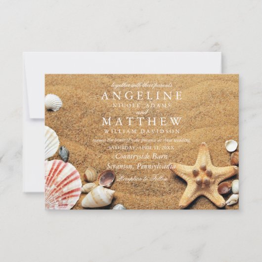 Moderne tropische snuitkever Zee-bruiloft Kaart (Voorkant)