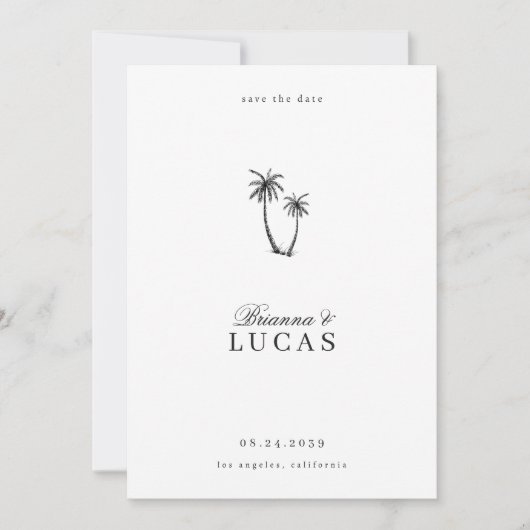 Moderne Tropische Stijlvolle Namen Bestemming Brui Save The Date (Voorkant)