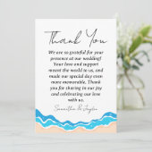 Moderne Tropische strand bruiloft dank u kaarten (Staand voorkant)