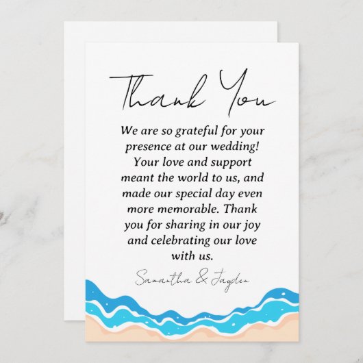 Moderne Tropische strand bruiloft dank u kaarten (Voorkant / Achterkant)