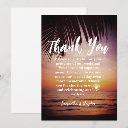 Moderne Tropische strand bruiloft dank u kaarten (Voorkant / Achterkant)