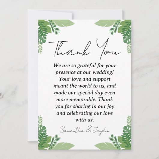 Moderne Tropische strand bruiloft dank u kaarten (Voorkant)